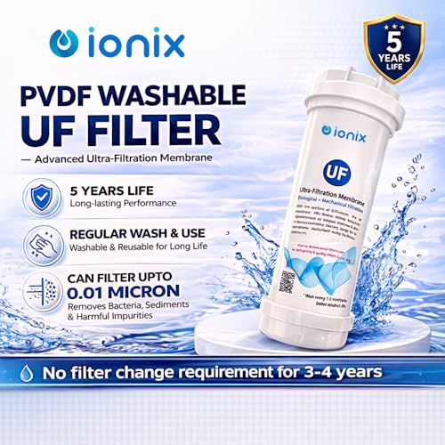 IONIX Washable UF Membrane with 3 Connection Option 1/2 inch, 3/4 inch & 1 inch | Washable UF 5 Year Shelf Life, wash and Reuse, Use with Main line, Washing Machine, Geyser, Full Set Included - Image 5