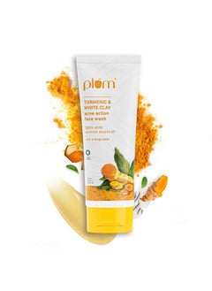 Plum Turmeric & White Clay Acne Action Face Wash | Fights Acne & Controls Excess Oil | With Turmeric White Clay & Orange Peel | Nondrying Claybased Sulphatefree Face Wash | 100% Vegan  - Image 1