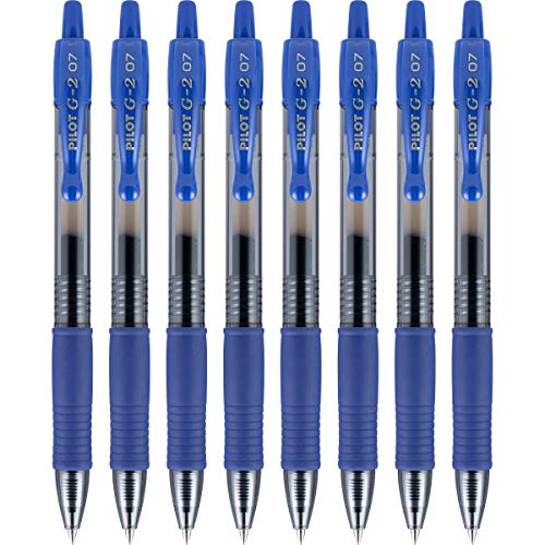 Pilot G2 Premium Gel Roller Pens, Fine Point 0.7 mm, Blue Ink Pens Fine Point, Pack of 8 - Ideal for School, Journaling, and Office Writing - Image 1