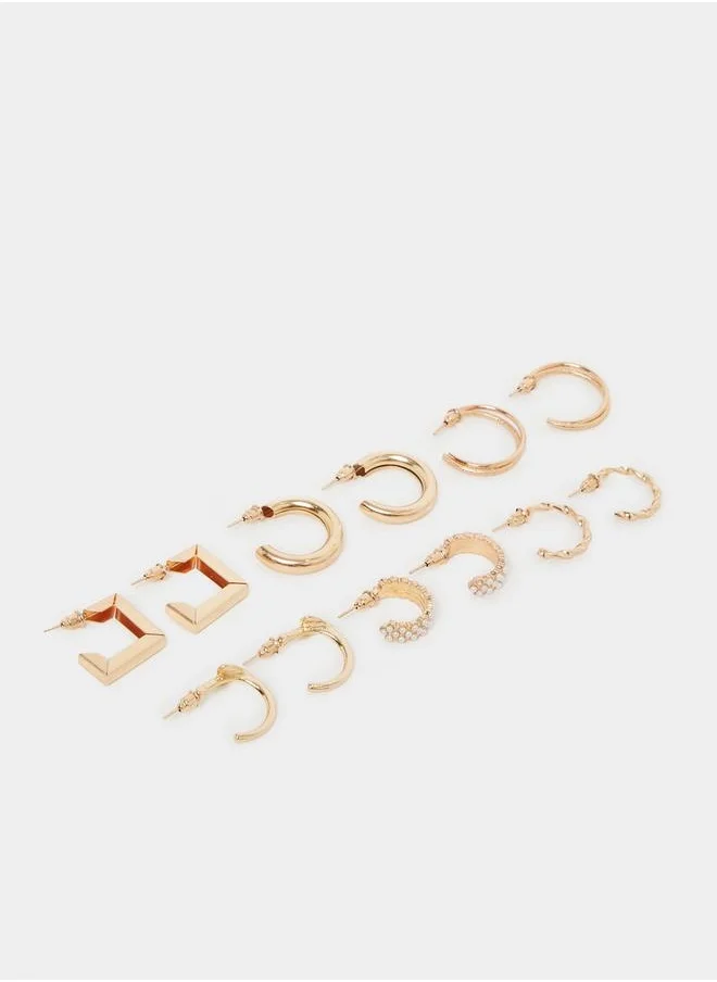 ستايلي Set of 6 - Assorted Half Hoop Earrings