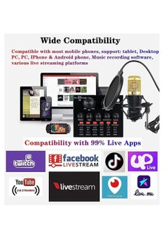 Generic Microphone,Live Sound Card & BM800 Suspension Microphone Kit Broadcasting Recording Condenser Microphone Set Intelligent Volume Audio Mixer Sound Card for Computer PC Live Sound  - Image 4