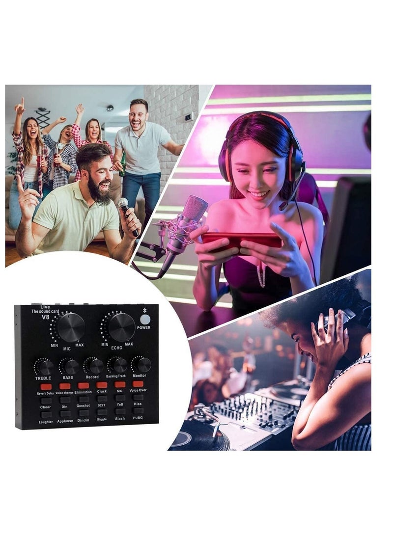 Generic Microphone,Live Sound Card & BM800 Suspension Microphone Kit Broadcasting Recording Condenser Microphone Set Intelligent Volume Audio Mixer Sound Card for Computer PC Live Sound  - Image 3