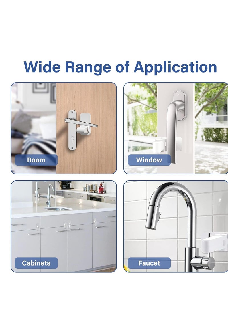 SYOSI Door Lever Lock Handle for Children, Baby Safety Without Drilling, Self-Adhesive Childproof & Petproof, Windows, Refrigerators, Ovens 4Pcs Whit  - Image 4