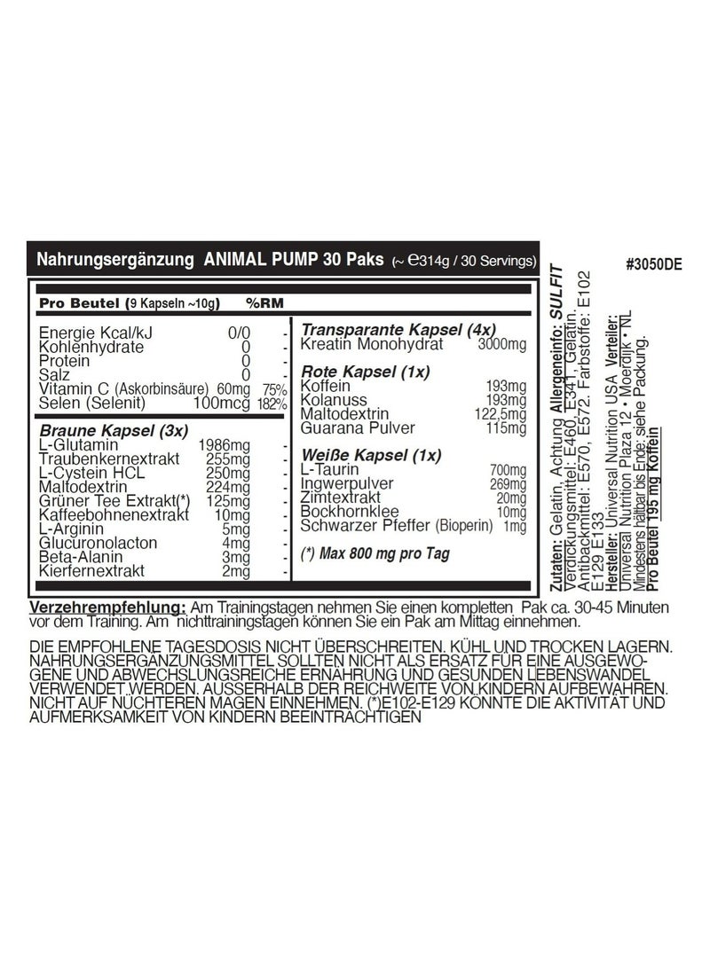UNIVERSAL NUTRITION - Animal Pump Pre-Workout Energy Supplement - 30 Count - Image 1