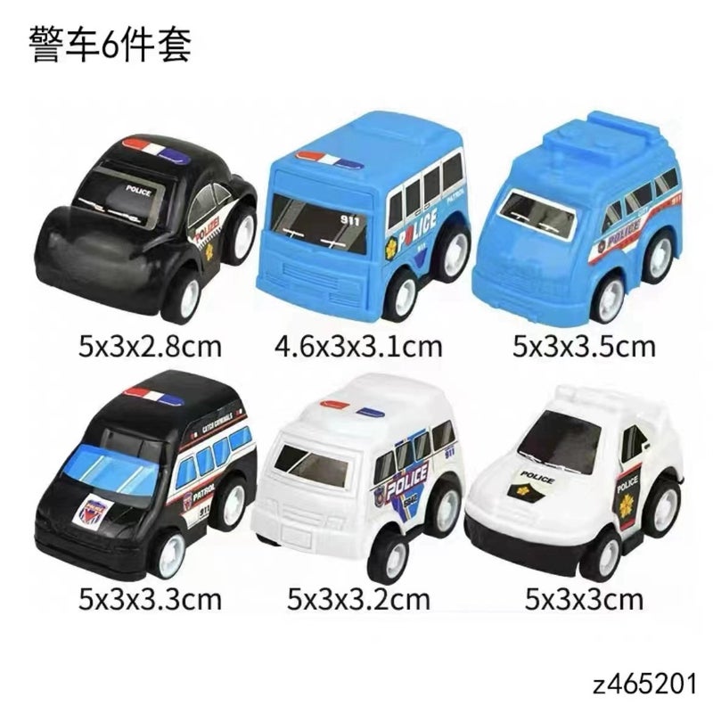 Kids Birthday Cake Topper Cars Theme Small police car 6-piece set 