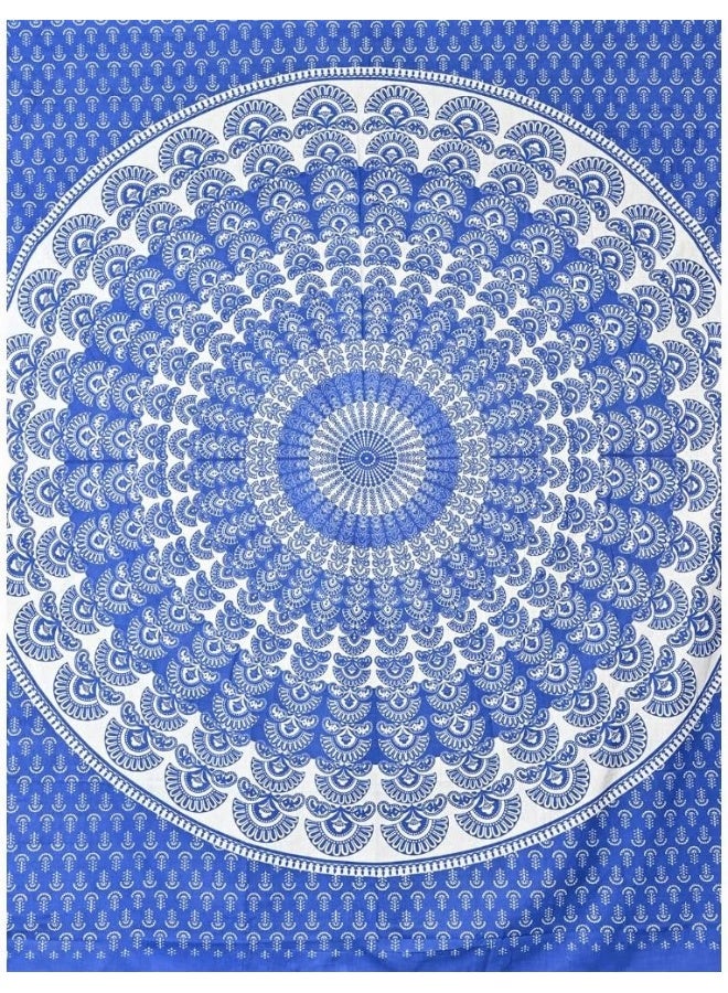 Urban Magic Urban Magic 104TC Cotton Blue Printed Queen Double Bedsheet (1 Bedsheet, 2 Pillow Covers)  - Image 4