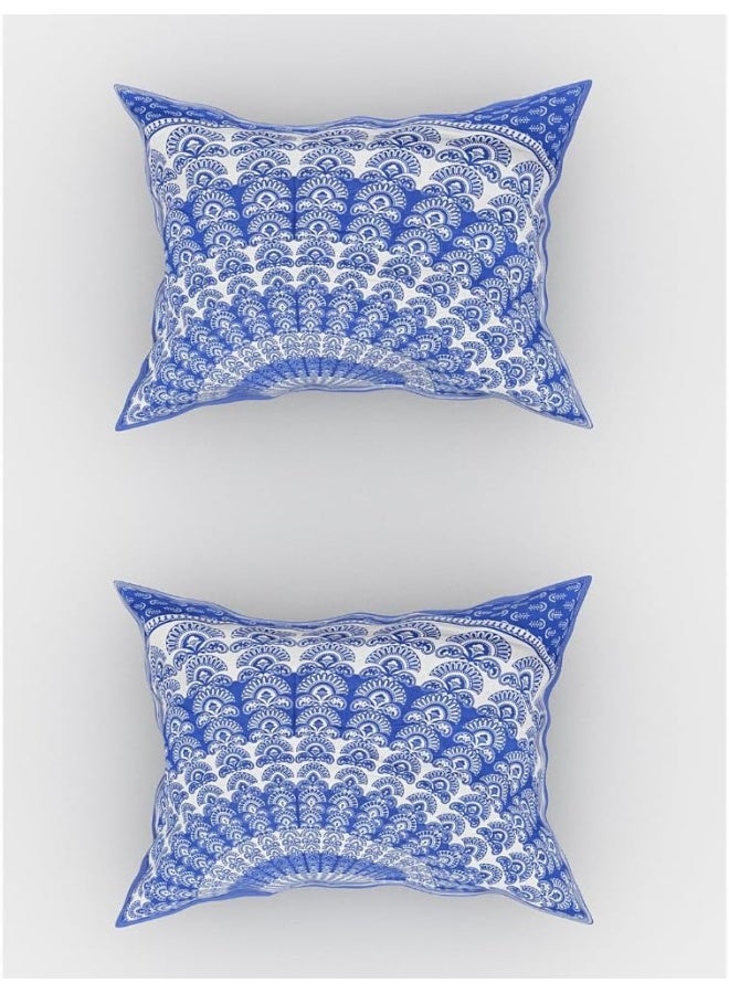 Urban Magic Urban Magic 104TC Cotton Blue Printed Queen Double Bedsheet (1 Bedsheet, 2 Pillow Covers)  - Image 3