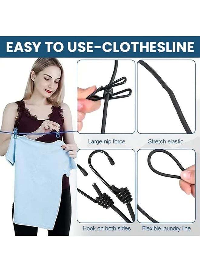 Purple Portable Adjustable Travel Clothesline With 12 Clothespins For Indoor Drying And Outdoor Camping - Image 3