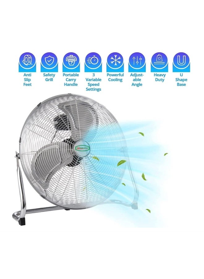 Powerstar Pedestal Fan – Chrome High Velocity Floor Fan with 3-Speed Settings & Tilting Feature for Home, Gym & Office (16 Inch) - Image 2