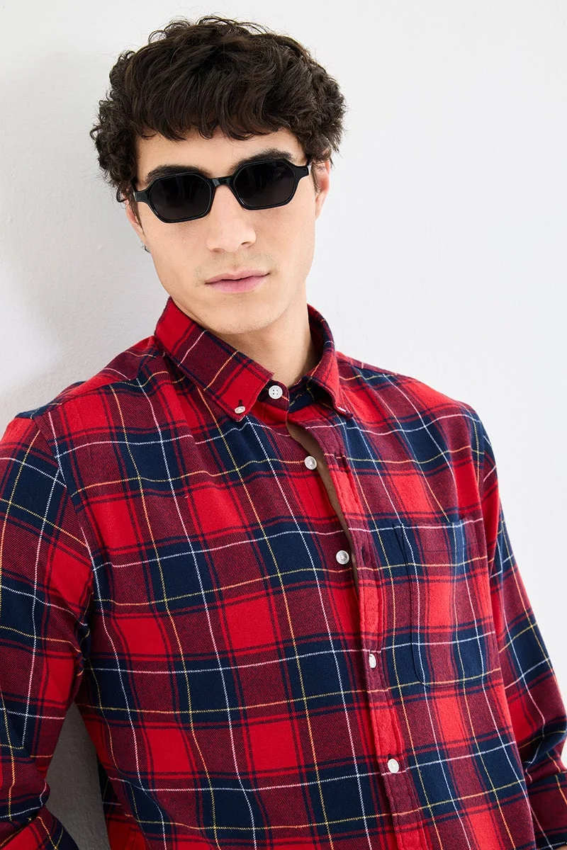 SNITCH Red Checkered Long Sleeve Regular Fit Shirt