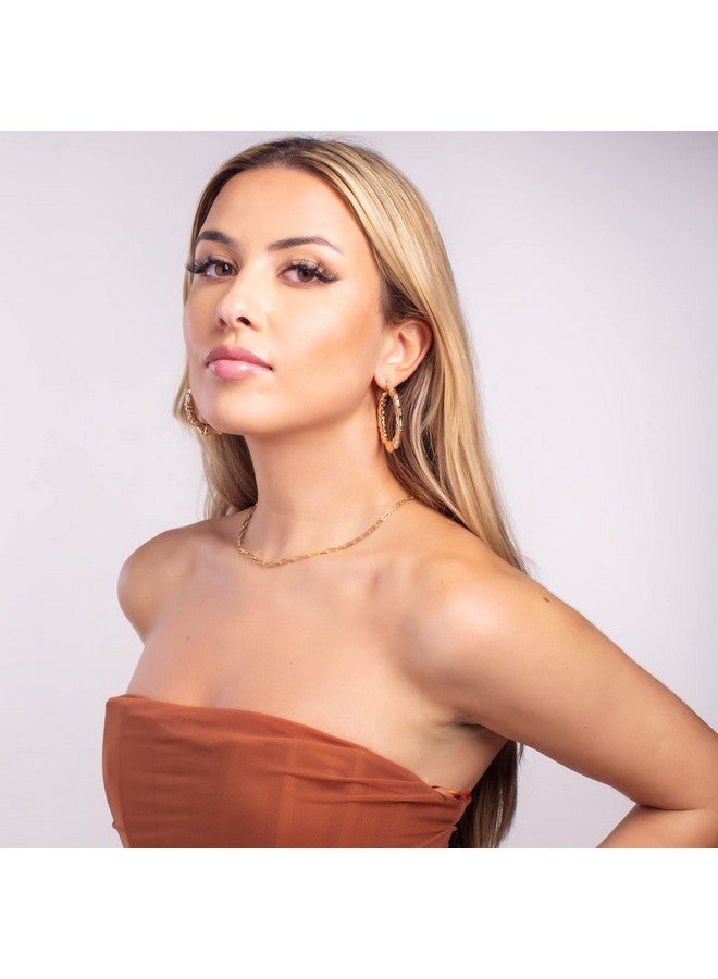 Barzel 18k Gold Plated Bamboo Hoop Earrings for Women, 40MM X 40MM - Made In Brazil - Image 3