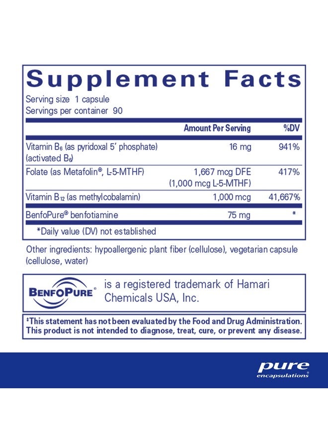 Pure Encapsulations MethylAssist 90's - B Vitamin Complex - Methylation Support* - Heart Health & Brain Health - Non-GMO & Gluten Free - 90 Capsules - Image 2