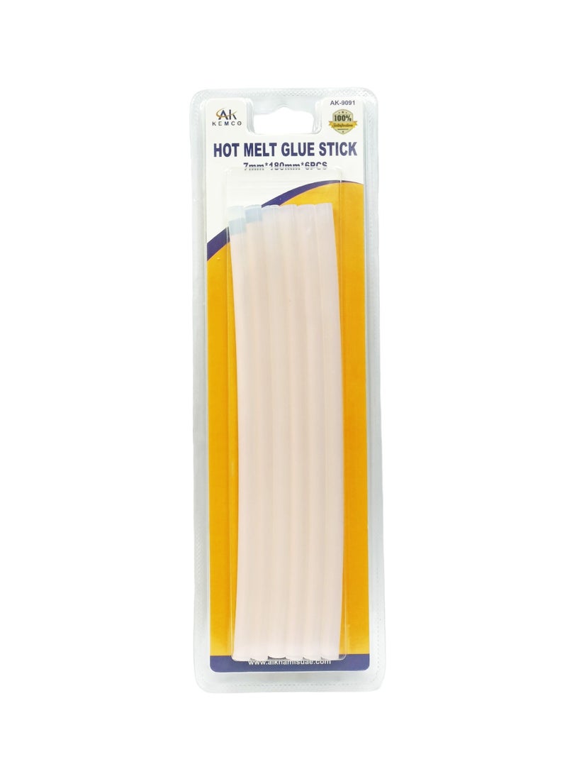 AK KEMCO Kemco Hot Melt Glue Stick 7 mm  x  180 mm for Glue Gun Pack of Six - Image 1