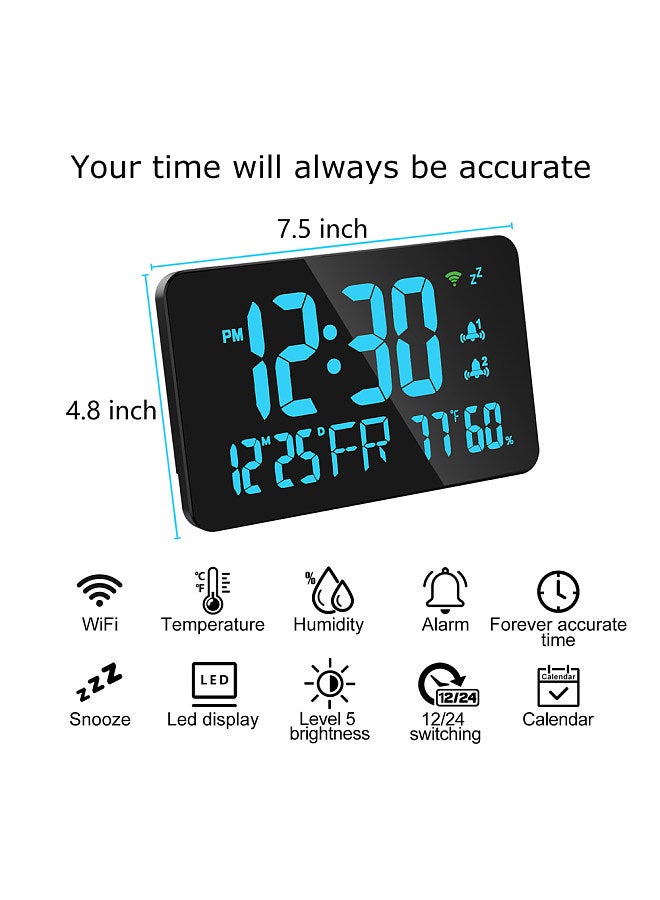 Tuya WiFi Desktop Clock Calendar Intelligent Thermometer Hygrometer with Digital LED Display Support WIFI Auto-Calibration/4-Level Adjustable Brightness/APP Remote View/High Temperature Warning  - Image 4