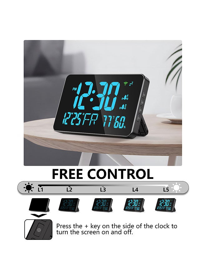 Tuya WiFi Desktop Clock Calendar Intelligent Thermometer Hygrometer with Digital LED Display Support WIFI Auto-Calibration/4-Level Adjustable Brightness/APP Remote View/High Temperature Warning  - Image 3