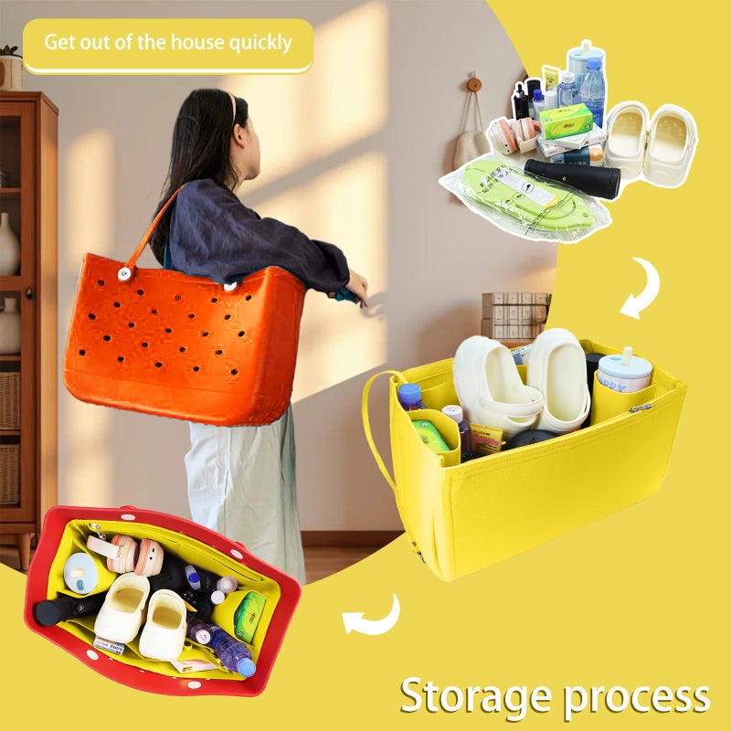 Lckaey Beach Bag Organizer for bogg bag accessories medium Storage Bag for bogg bags Organizing bogg bag divider 3018Yellow-M - Image 4