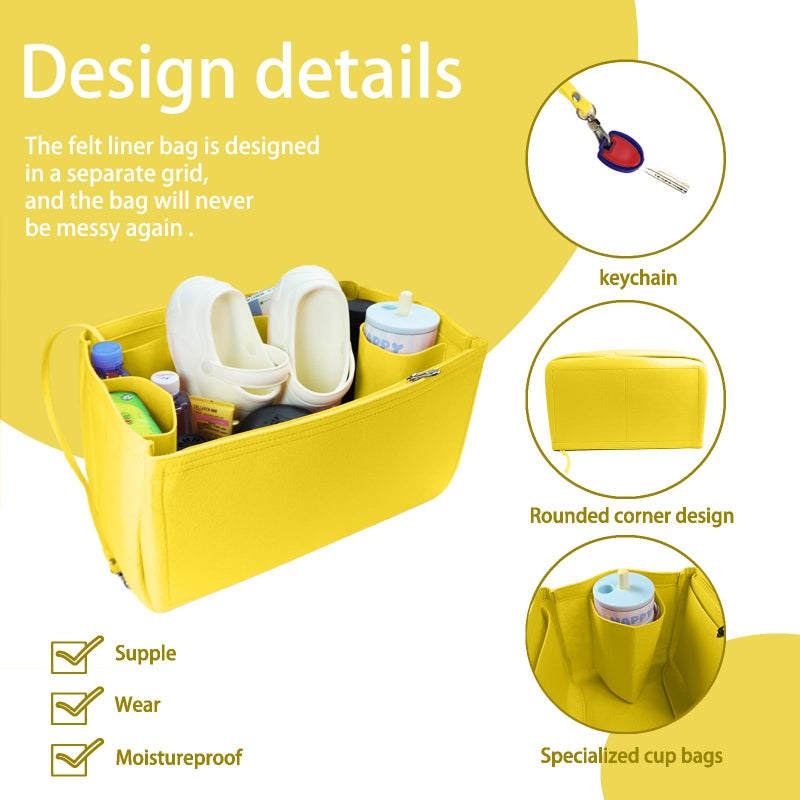 Lckaey Beach Bag Organizer for bogg bag accessories medium Storage Bag for bogg bags Organizing bogg bag divider 3018Yellow-M - Image 3