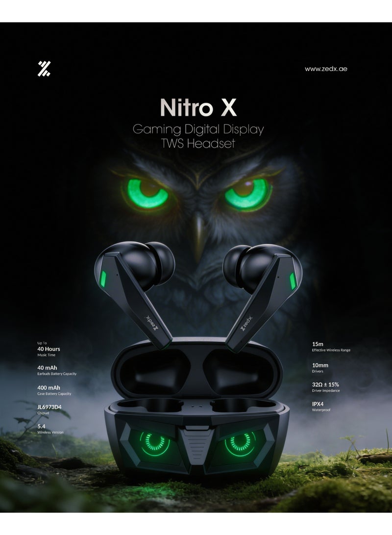 zedx Nitro X True Wireless Stereo Earphones  Bluetooth 5.4 40H Playtime IPX4 - Image 2