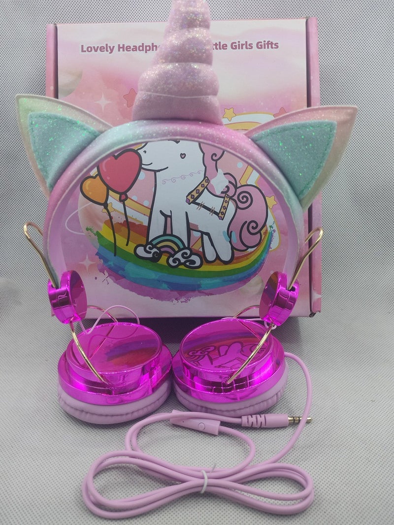 Unicorn Cartoon Headphone Wired Children’s Earphones for Phone and Computer