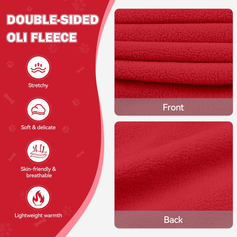 Waoduld Dog Sweaters for Large Dogs,Dog Hoodie,Warm Fleece Sweatshirt with Hood & Pocket,Leash Hole,Cozy Cold Weather Pet Clothes Sweater Hoodie for Large Dogs(Red,L) - Image 3