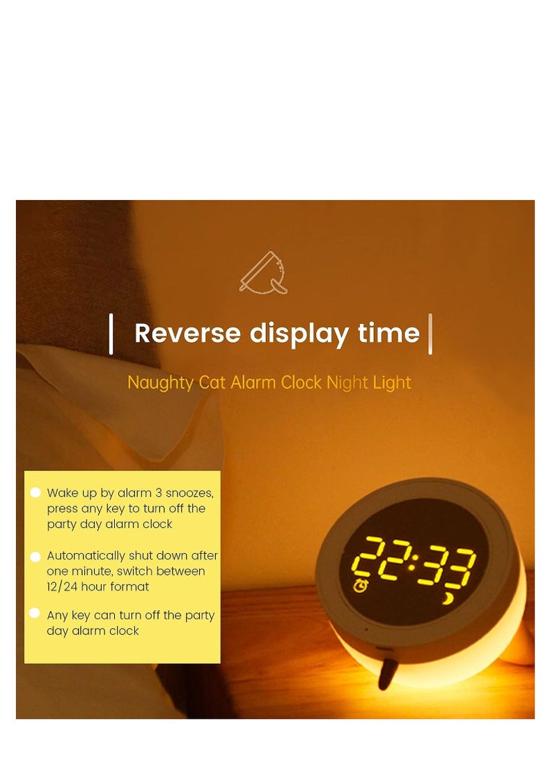 Y&D Kids Alarm Clock with Night Light, Cute Cat Digital for Kids, Toddlers 12/24H Calendar and Rechargeable Sleep Trainer Boys Girls Bedroom  - Image 5