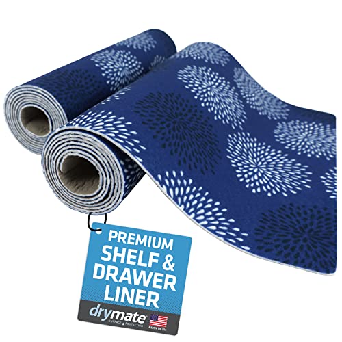 Drymate Premium Luxury Shelf & Drawer Liner, Thick Cushioned Fabric, Non-Adhesive, Absorbent, Waterproof, Slip-Resistant, Liners for Kitchen Cabinets, Cupboards (USA Made)(12”x59”)(2-Pack)(GoodBlue) - Image 1