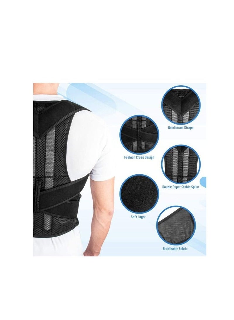 AS SEEN ON TV Adjustable Upper Back Brace Neck Back and Shoulder Pain Relief Posture Corrector Support - Image 4
