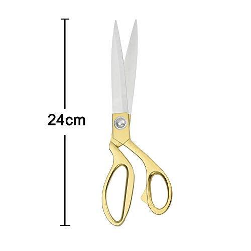 CABAX Stainless Steel Sharp Tailor Scissors for Clothing Dressmaking Shears Fabric Craft Cutting Adjustable Kitchen Scissors, Gold (9.5'') - Image 2