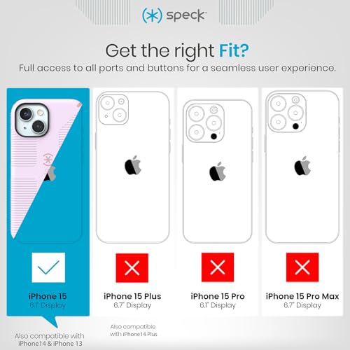 Speck iPhone 15 Case - Built for MagSafe, Drop Protection Grip – for iPhone 15 iPhone 14 & iPhone 13 - Scratch Resistant, Soft Touch, 6.1 Inch Phone Case - CandyShell Grip Soft Lilac/Carnation Petal - Image 4