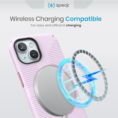 Speck iPhone 15 Case - Built for MagSafe, Drop Protection Grip – for iPhone 15 iPhone 14 & iPhone 13 - Scratch Resistant, Soft Touch, 6.1 Inch Phone Case - CandyShell Grip Soft Lilac/Carnation Petal - Image 5