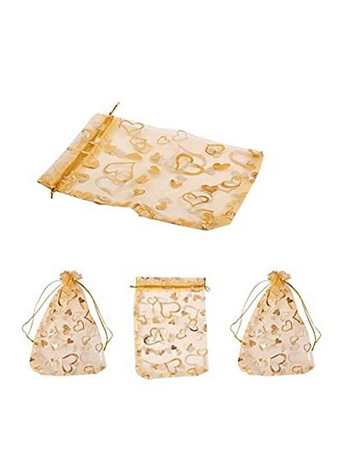 3A Featuretail 6 Inch x 8 Inch Net Fabric Drawstring Pouch for Dry Fruits Packing, Organza Shagun Potli, Bags for Return Gifts Pack, Pouches For Jewellery (Pack of 50, Gold) - Image 4