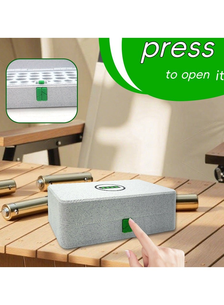 عام منظم بطاريات 42 عين - صندوق تخزين البطاريات مقاس AA و AAA - علبة تخزين بلاستيكية بقفل ضاغط - مقاوم للتسرب والرطوبة - حل تخزين للمكتب والأدراج - Image 5