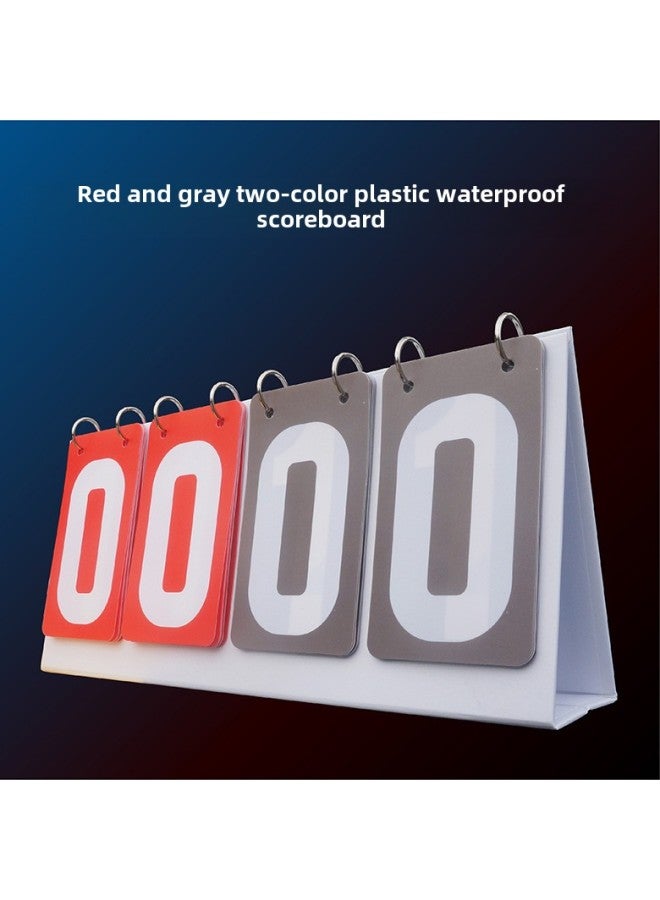 Generic Competition Scoreboard Double-color Scoring Board Two-color Basketball Football Volleyball Scoreboard Number Floor Sticker-Specifications:Waterproof Four-digit Red And Gray Two-color Scoreboard - Image 1