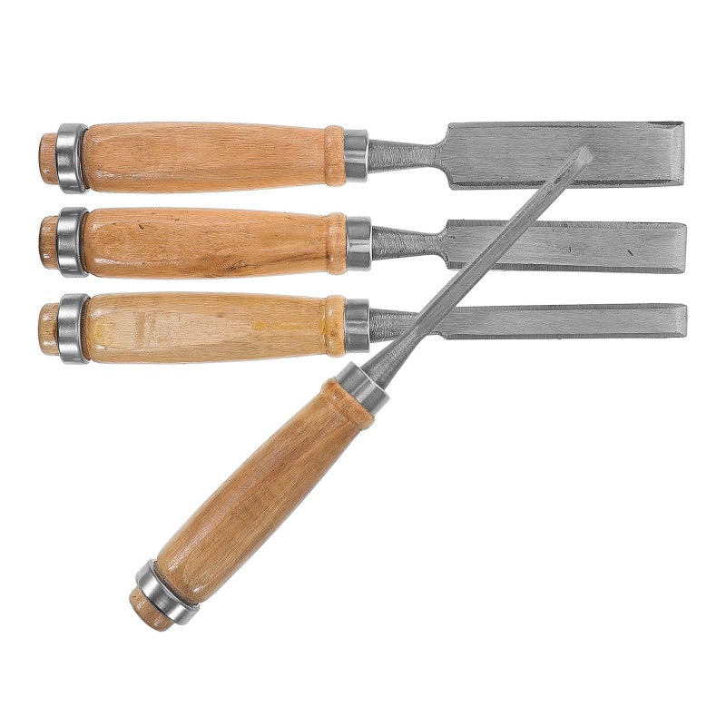 4Pcs Wood Chisel Set with Wood Handle Flat Tip for Carving Sculpting Craft Projects - Image 2
