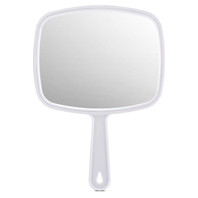 HAND MIRROR HANDHELD MAKEUP MIRROR WITH HANDLE FOR BARBER HAIRDRESSING SQUARE WHITE 103X74