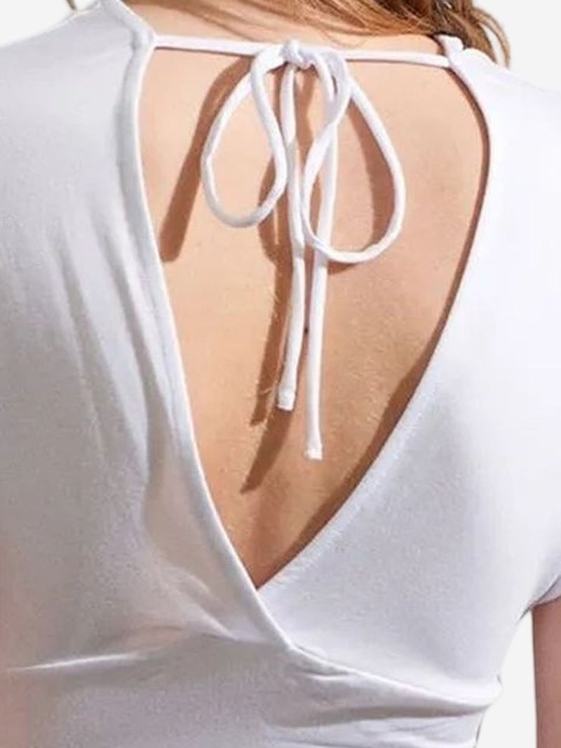 DILVIN Slim Fit V-Neck Tie Detail Blouse - Image 5
