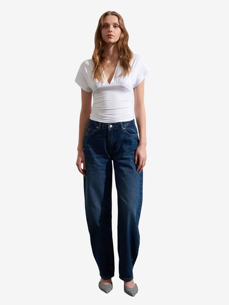 ديلفين DILVIN Slim Fit V-Neck Tie Detail Blouse