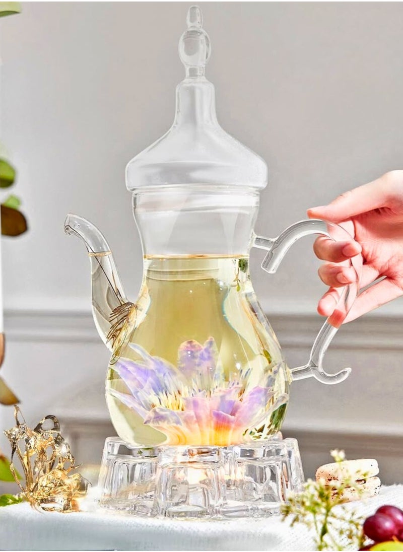 1Chase - Arabic Tea Set – 1000ML Teapot with Heart-Shaped Warmer – Ideal Tea Set for Ramadan & Special Occasions, Elegant Tea Set - Image 1