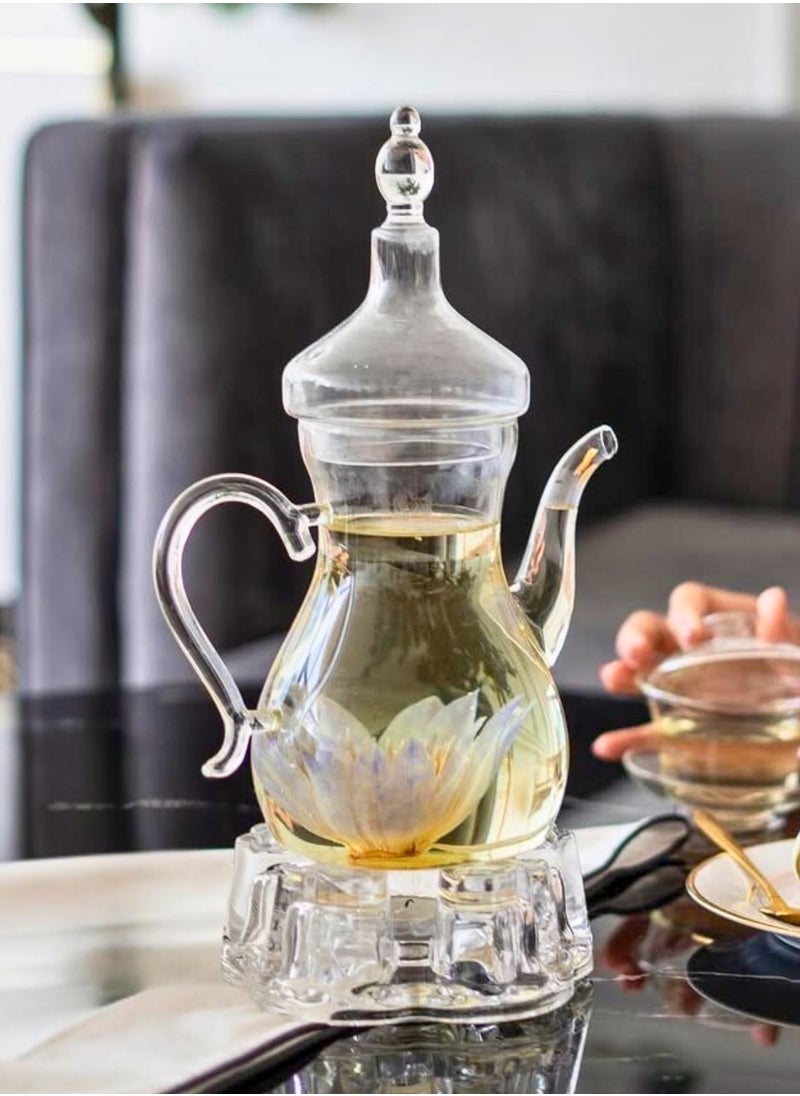1Chase - Arabic Tea Set – 1000ML Teapot with Heart-Shaped Warmer – Ideal Tea Set for Ramadan & Special Occasions, Elegant Tea Set - Image 1