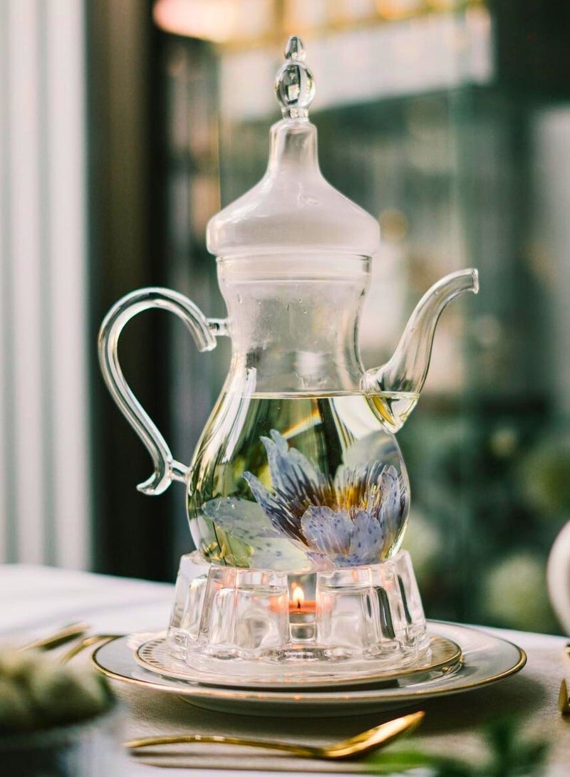 1 تشيس طقم شاي عربي - إبريق شاي 1000 مل مع سخان على شكل قلب - طقم شاي مثالي لرمضان والمناسبات الخاصة، طقم شاي أنيق - Image 1