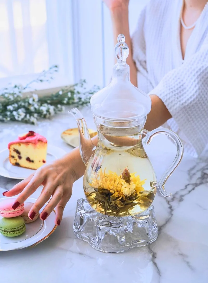 1Chase  Arabic Tea Set – 1000ML Teapot with Heart-Shaped Warmer – Ideal Tea Set for Ramadan & Special Occasions, Elegant Tea Set  | Best Price UAE