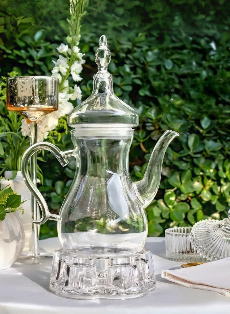 1Chase  Arabic Tea Set – 1000ML Teapot with Heart-Shaped Warmer – Ideal Tea Set for Ramadan & Special Occasions, Elegant Tea Set  | Best Price UAE