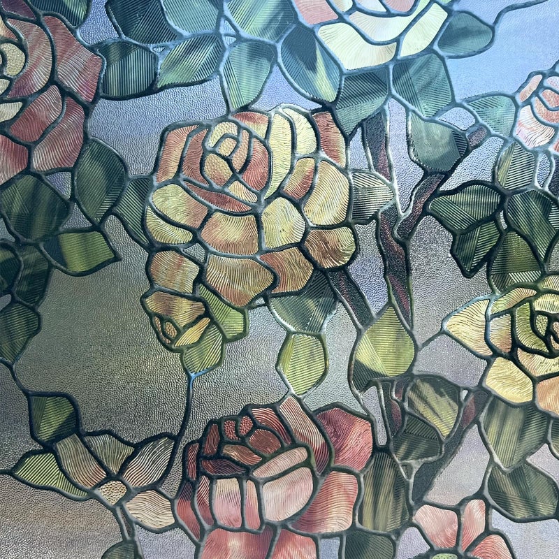 ADD.HERES Stained Glass Window Film, 3D Decorative Window Privacy Film for Bathroom,Front Door,Home, Sun Blocking Heat Control,Static Cling, The Beast's Rose 17.3inch x 47.2inch - Image 2