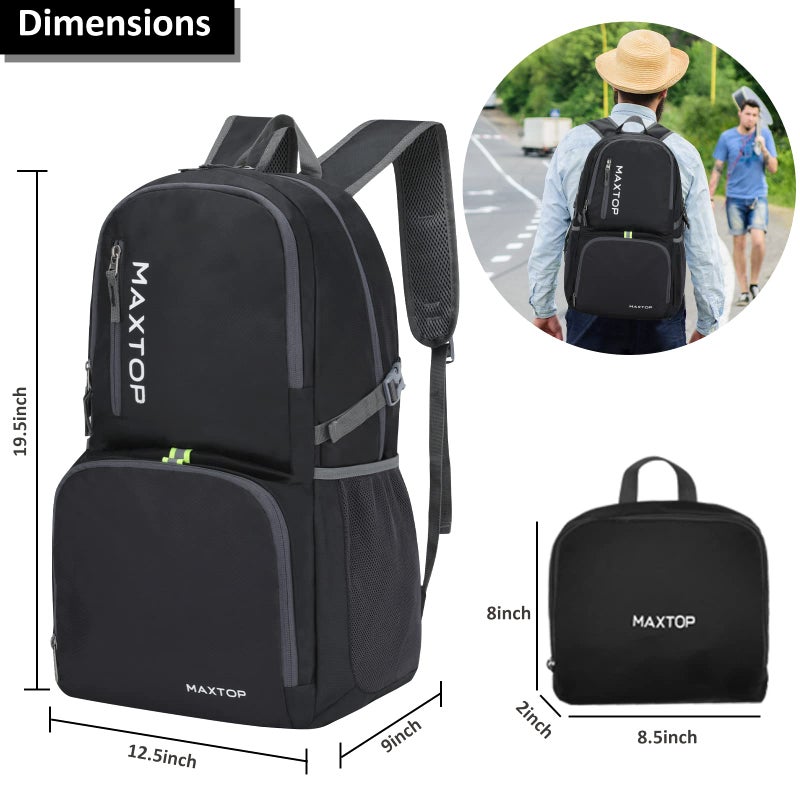 MAXTOP 40/50L Lightweight Packable Backpack for Hiking Traveling Camping Water Resistant Foldable Outdoor Travel Daypack(Black 40L) - Image 2