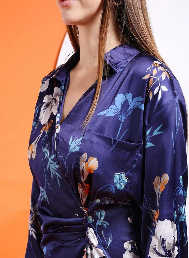 مرفوعة Women Fit and Flared Casual Solid Waist Pleated Dress