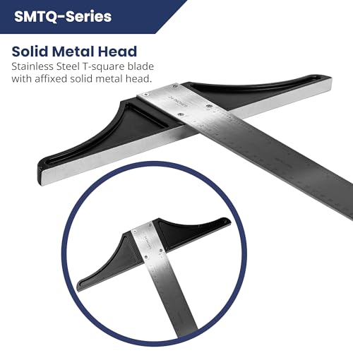 Pacific Arc 24 Inch T Square, Traditional Stainless Steel, Graduated Inch and Metric - Image 3