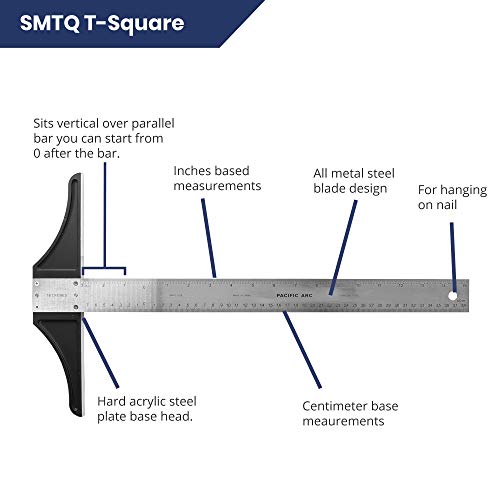Pacific Arc 24 Inch T Square, Traditional Stainless Steel, Graduated Inch and Metric - Image 5