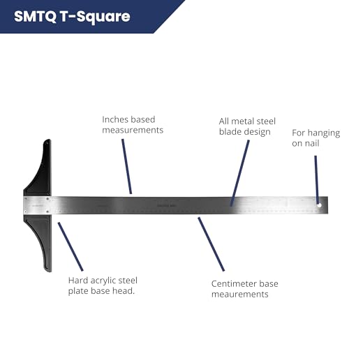 Pacific Arc 24 Inch T Square, Traditional Stainless Steel, Graduated Inch and Metric - Image 2