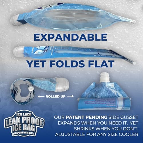 Ice Lock Leak Proof Ice Bag Reusable 1L (40 Ounces) - Premium Lunch Box Ice Packs Reusable -Refillable Collapsible Water Bottles (Pack of 2) - Image 3