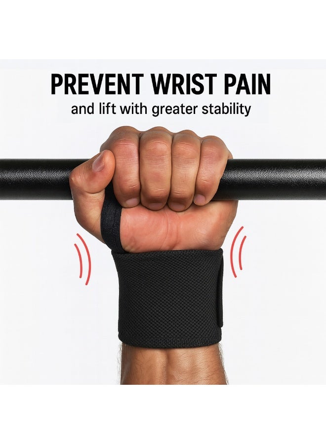 HASTE Adjustable Wrist Support Wraps Gym Weightlifting - Thumb Loop Straps Men Women Wrist Band Protector - Black - Image 3